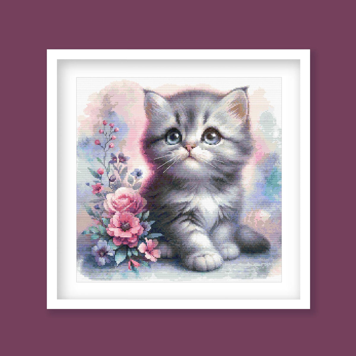 Floral Kitten Cross Stitch Pattern - Etsy image 7