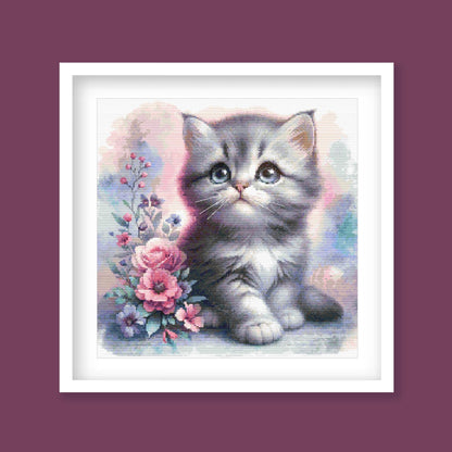 Floral Kitten Cross Stitch Pattern - Etsy image 7