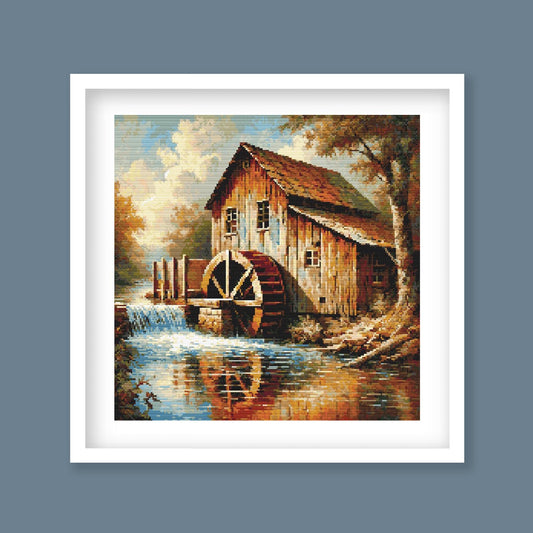 Rustic Watermill Cross Stitch Pattern - PDF Pattern - Etsy image 1