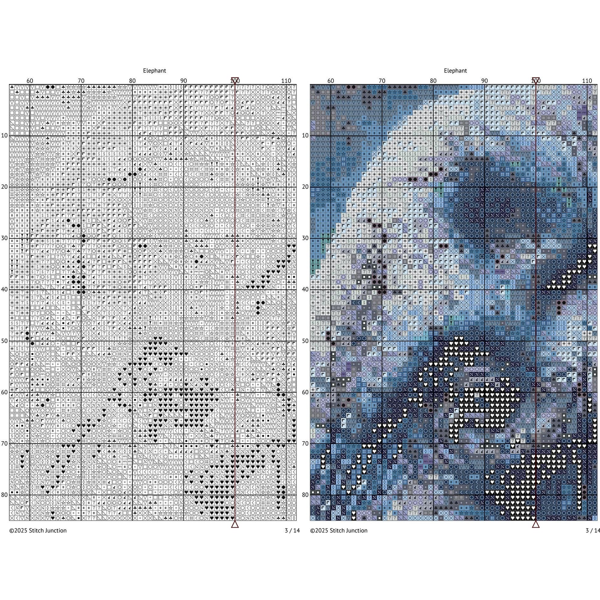 Elephant Cross Stitch Pattern - digital cross stitch pattern by Stitch Junction