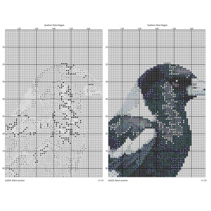 Magpie Cross Stitch Pattern: Australian Bird Needlework - digital cross stitch pattern by Stitch Junction