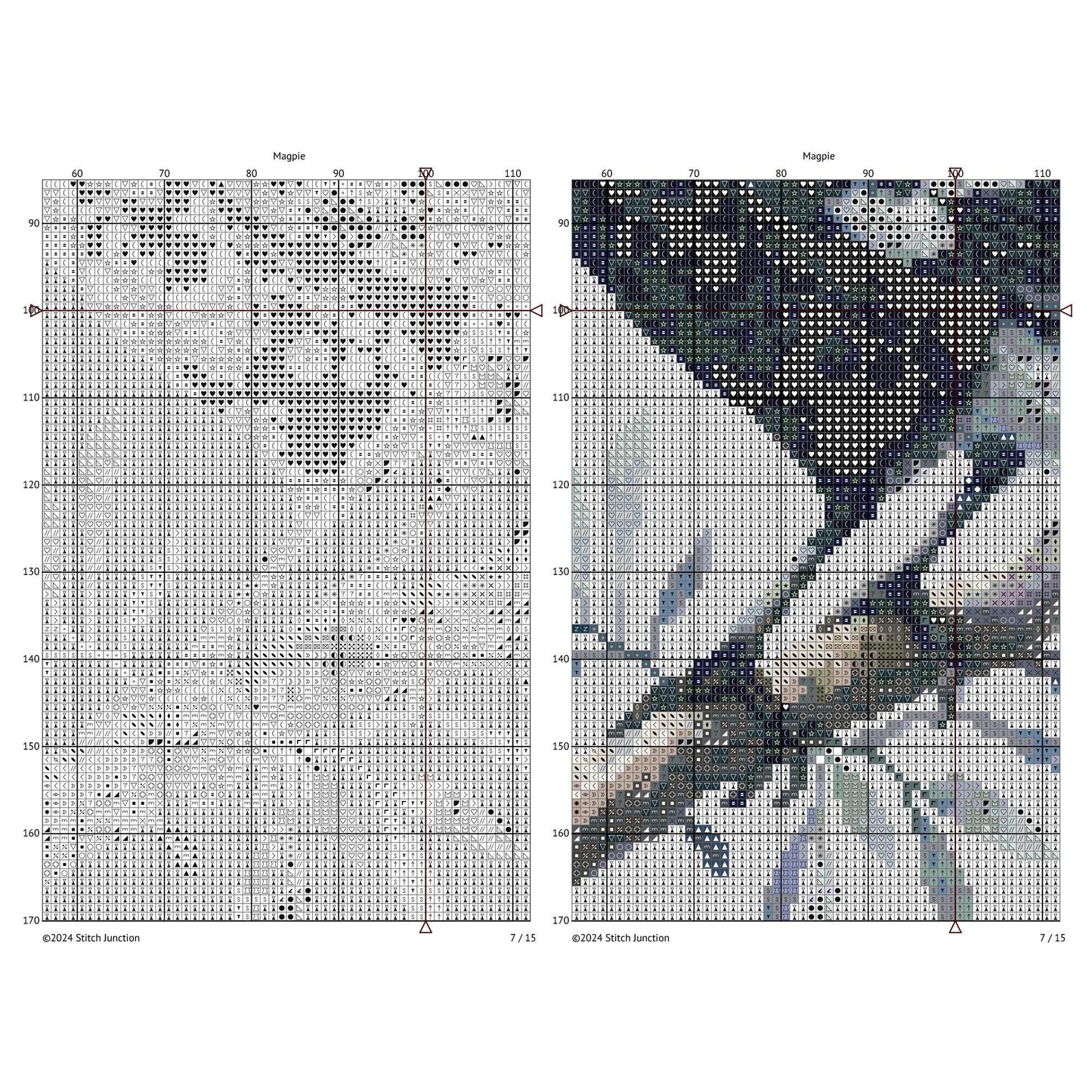 Magpie Cross Stitch Pattern - digital cross stitch pattern by Stitch Junction