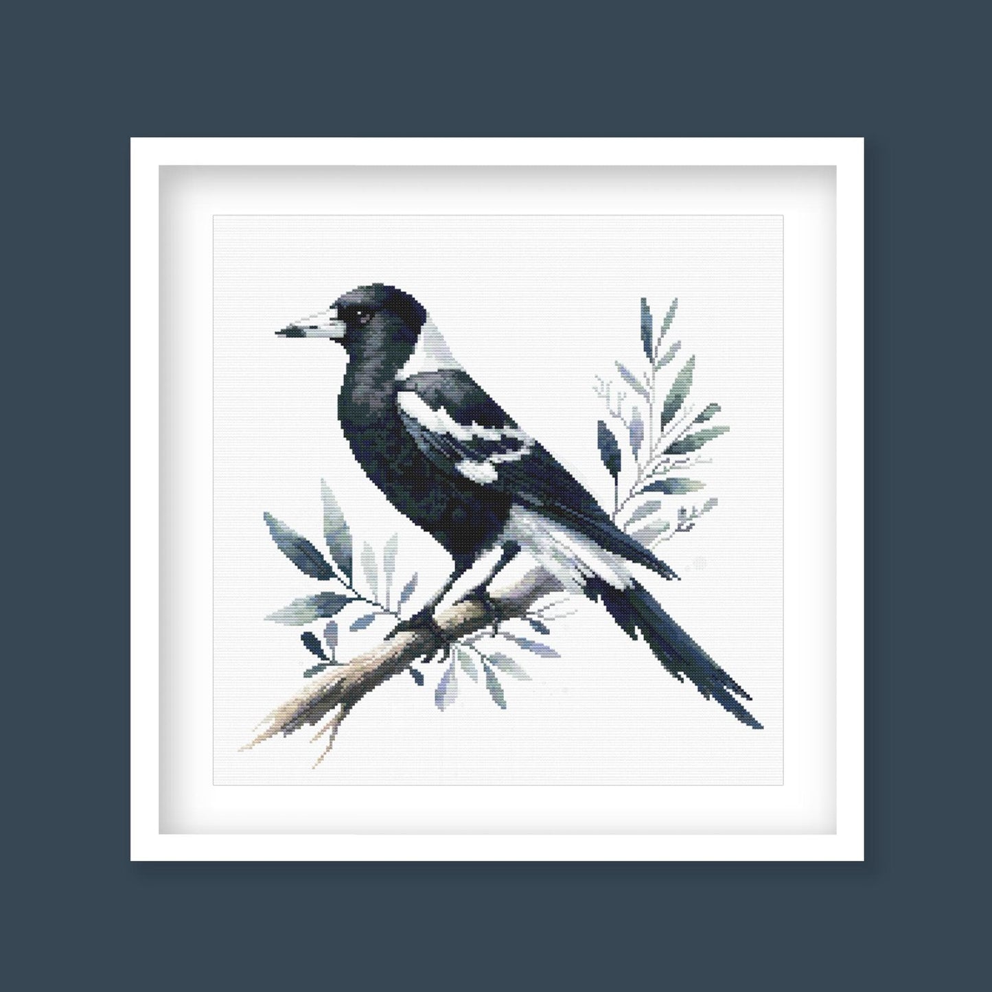 Magpie Cross Stitch Pattern digital PDF cross stitch pattern preview by Stitch Junction