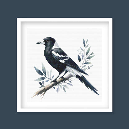 Magpie Cross Stitch Pattern digital PDF cross stitch pattern preview by Stitch Junction