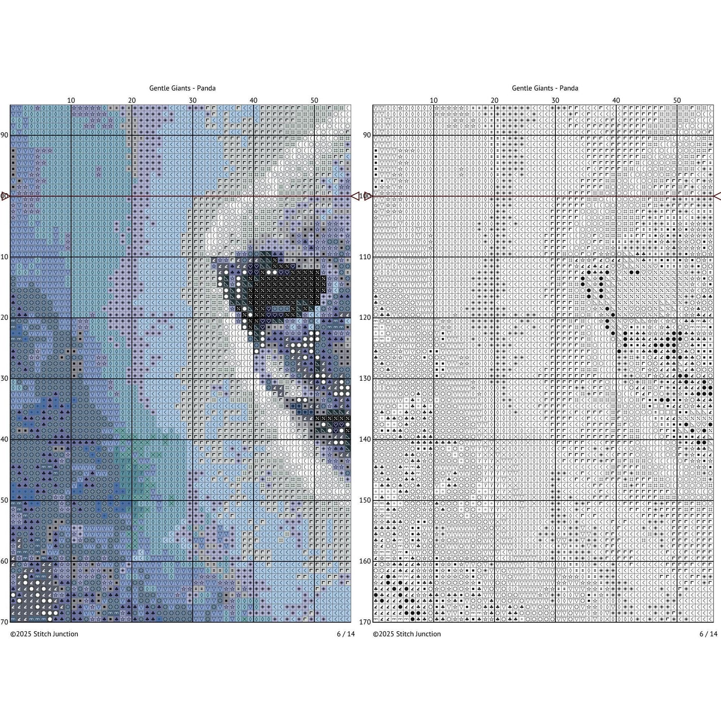 Panda Cross Stitch Pattern: Pastel Watercolor Animal Embroidery - digital cross stitch pattern by Stitch Junction