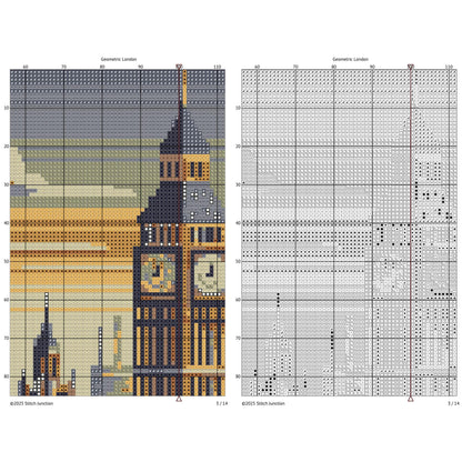 London Cross Stitch Pattern: Big Ben, Tower Bridge - digital cross stitch pattern by Stitch Junction