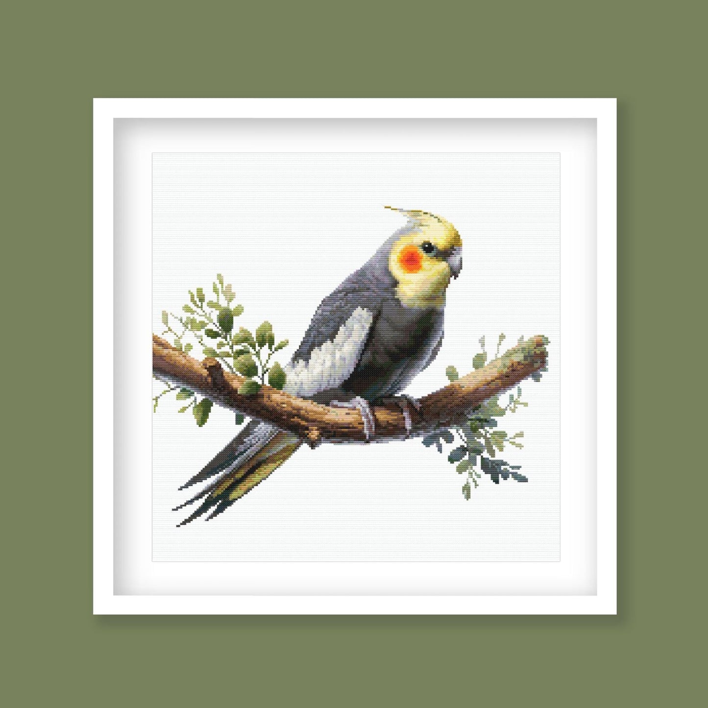 Cockatiel Cross Stitch Pattern, Realistic Pet Bird Design, Parrot digital PDF cross stitch pattern preview by Stitch Junction