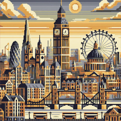 London Cross Stitch Pattern: Big Ben, Tower Bridge - digital cross stitch pattern by Stitch Junction