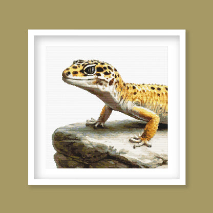 Leopard Gecko Cross Stitch Pattern digital PDF cross stitch pattern preview by Stitch Junction