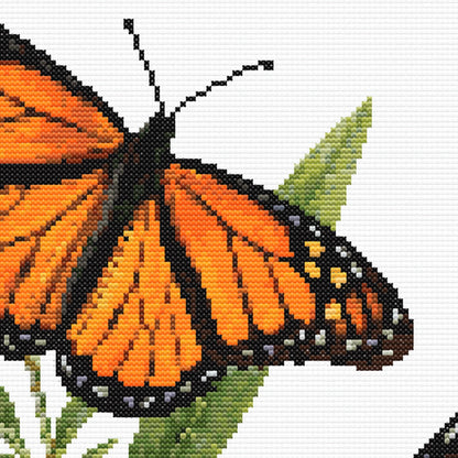 Monarch Butterfly Cross Stitch Pattern on Swan Plant Milkweed Branch. (Digital Download) - Etsy image 2