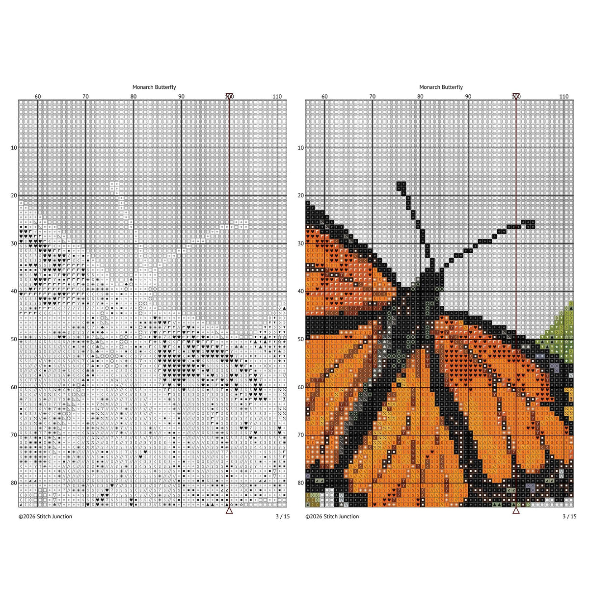 Monarch Butterfly Cross Stitch Pattern on Swan Plant Milkweed Branch. (Digital Download) - Etsy image 5