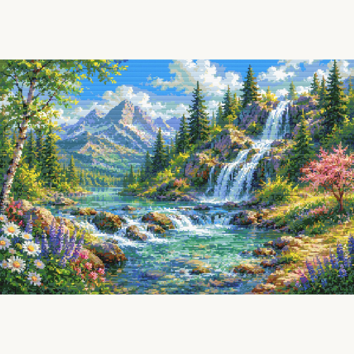 Mountain Waterfall Cross Stitch Pattern – Scenic Landscape Nature Embroidery Chart (Digital Download) - Etsy image 2