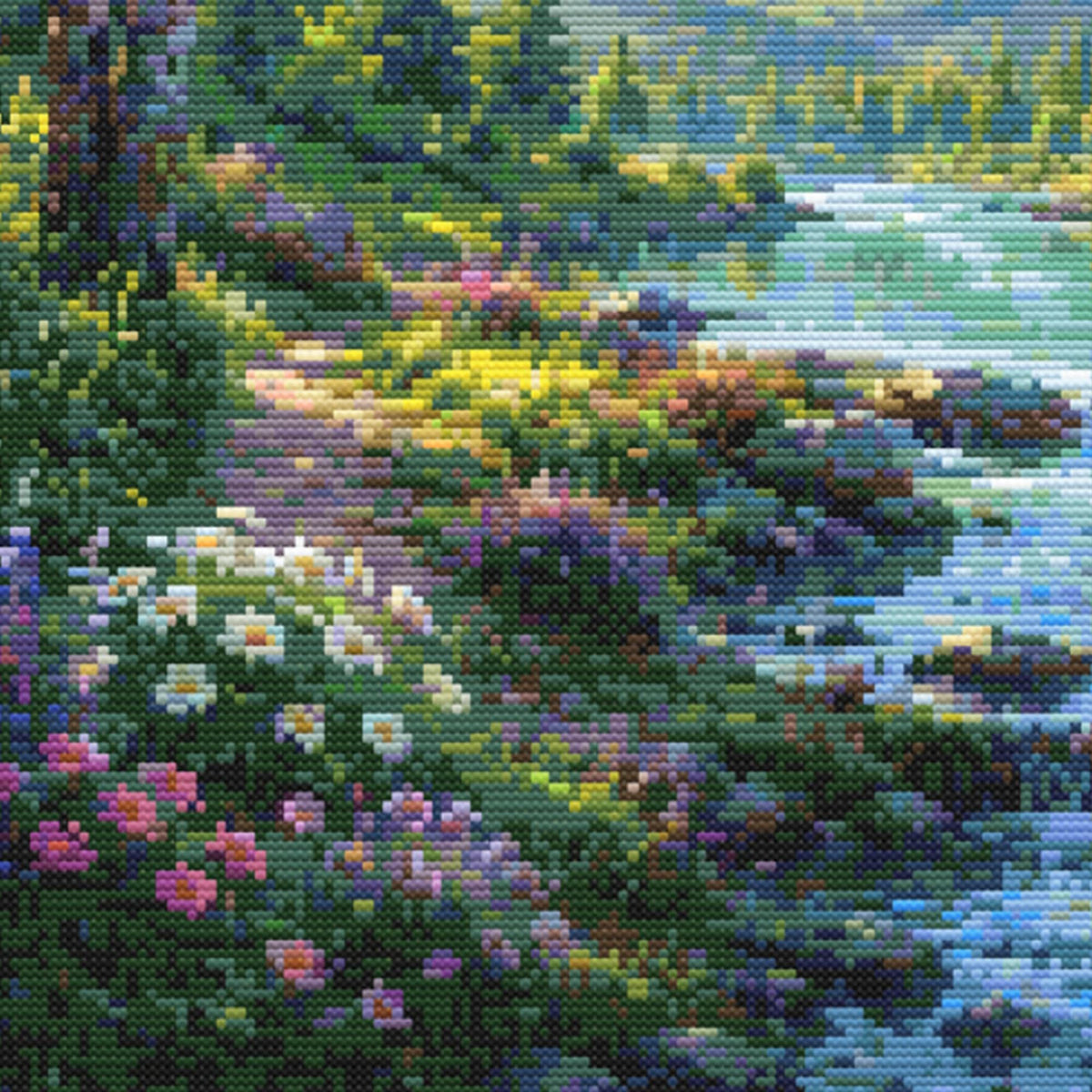 Mountain River Cross Stitch Pattern – Peaceful Forest Landscape Embroidery Chart (Digital Download) - Etsy image 3