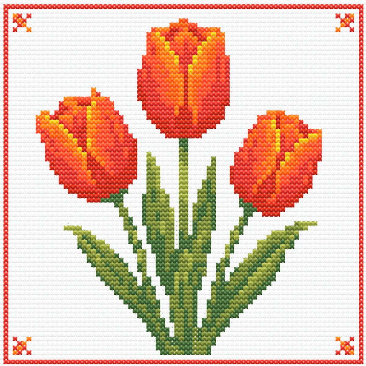 Orange Tulip Cross Stitch Pattern, Spring Floral Botanical Embroidery Art (Digital Download) - Etsy image 4