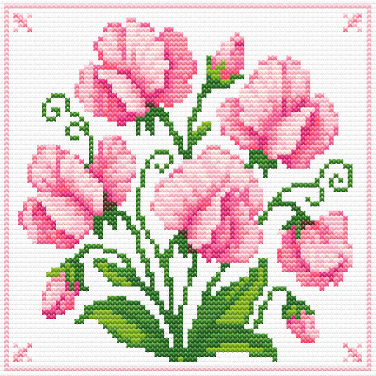 Sweet Pea Cross Stitch Pattern – Delicate Pink Floral Embroidery Design (Digital Download) - Etsy image 3