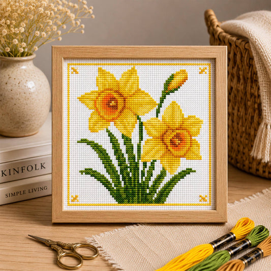 Daffodil Cross Stitch Pattern – Spring Flower Floral Embroidery Chart (Digital Download) - Etsy image 1