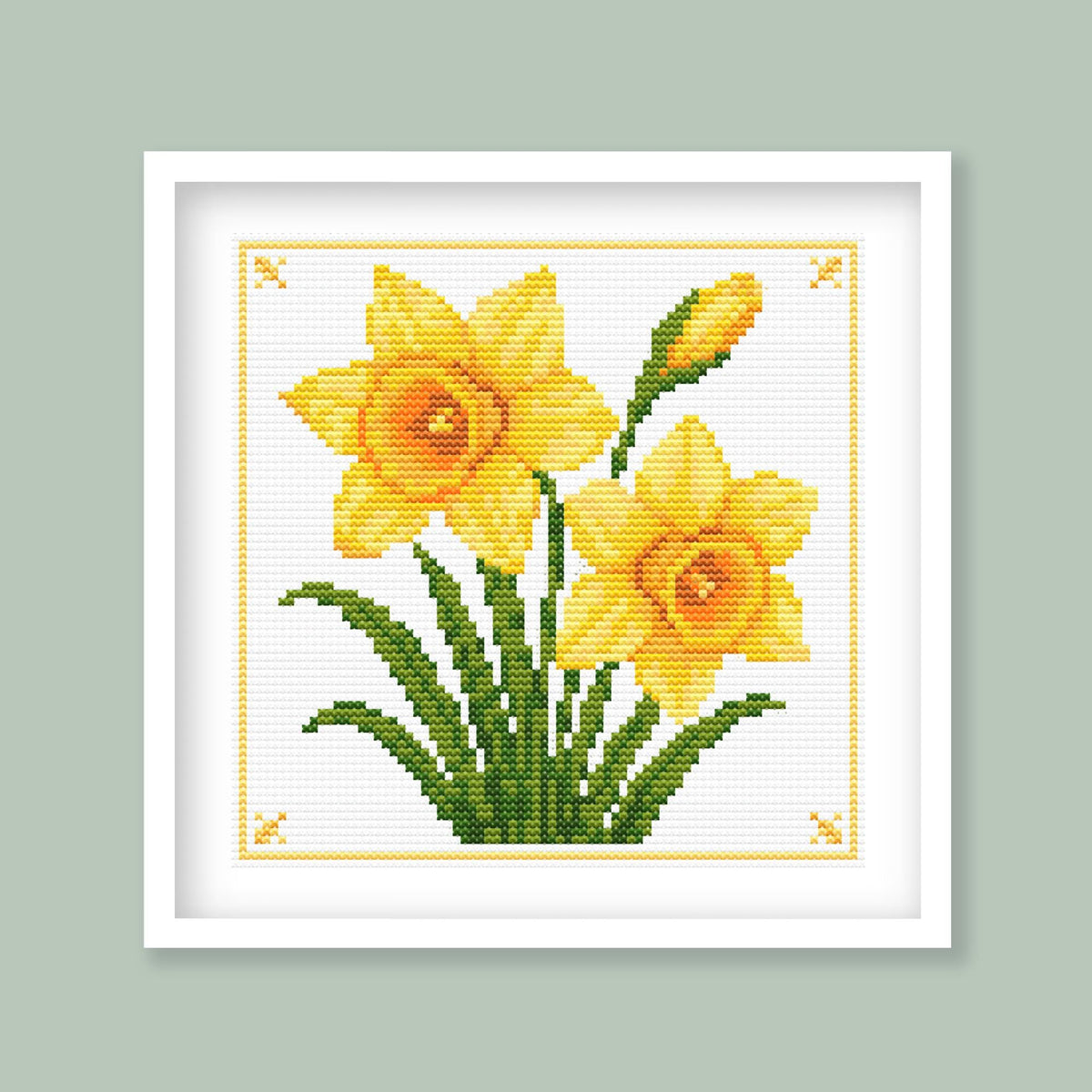 Daffodil Cross Stitch Pattern – Spring Flower Floral Embroidery Chart (Digital Download) - Etsy image 2
