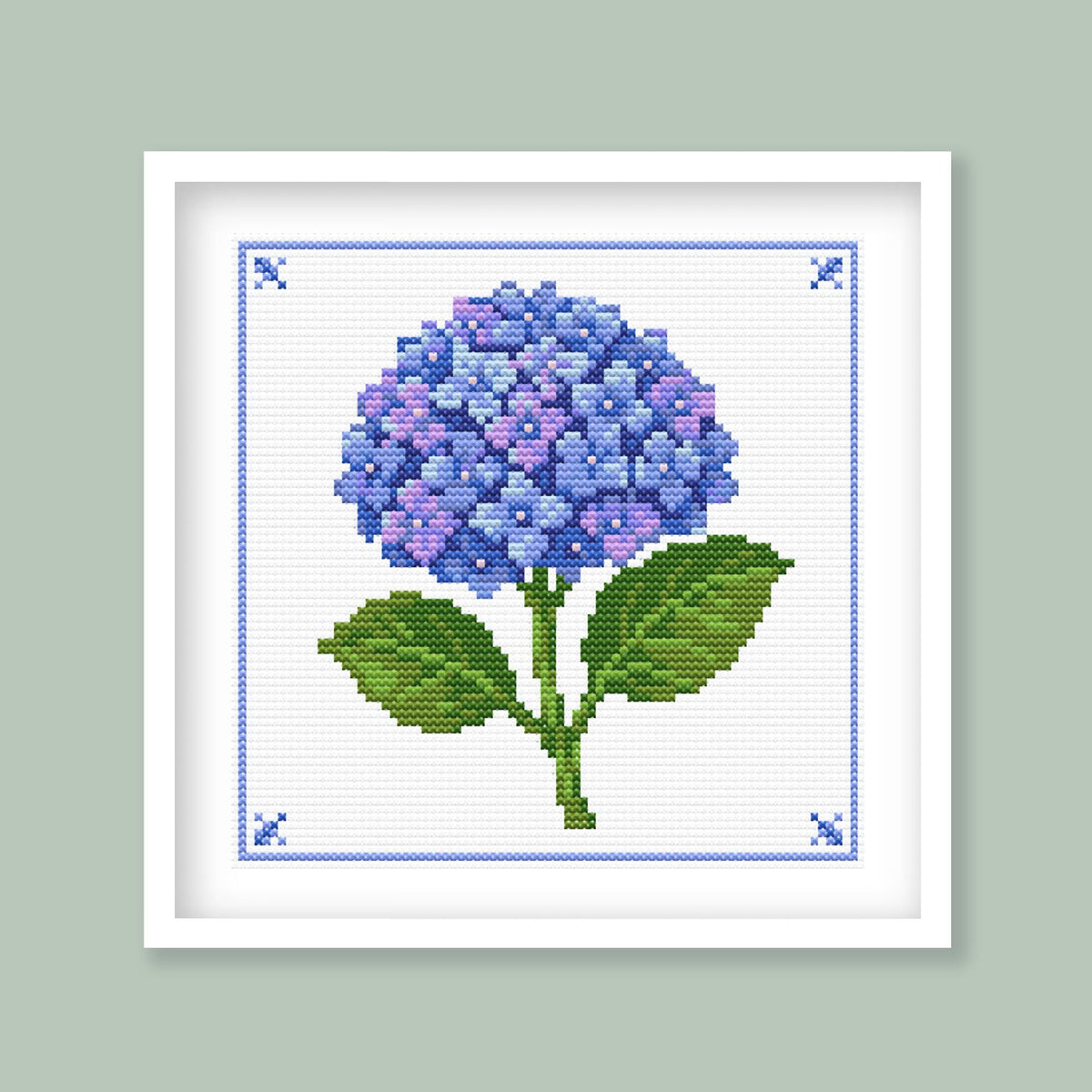 Blue Hydrangea Flower Cross Stitch Pattern – Elegant Floral Embroidery (Digital Download) - Etsy image 2