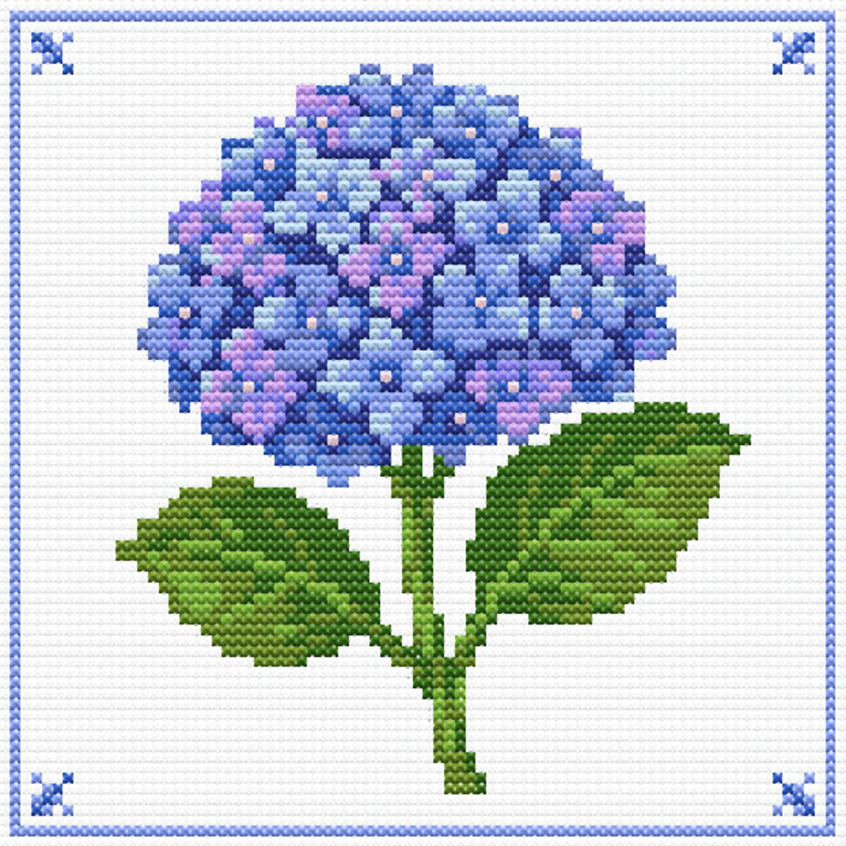 Blue Hydrangea Flower Cross Stitch Pattern – Elegant Floral Embroidery (Digital Download) - Etsy image 3