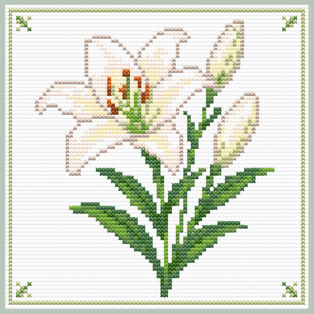 White Lily Cross Stitch Pattern – Elegant Floral Embroidery Design (Digital Download) - Etsy image 3