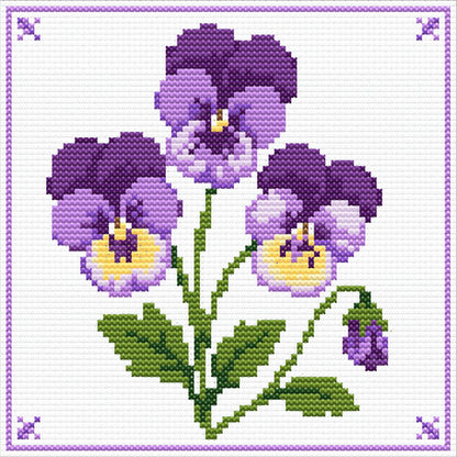 Viola Cross Stitch Pattern – Purple Pansy Floral Embroidery Design (Digital Download) - Etsy image 3