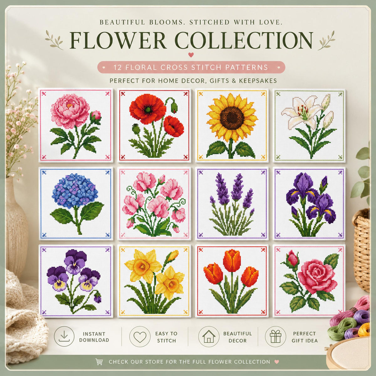 Purple Lavender Cross Stitch Pattern – Floral Embroidery Design (Digital Download) - Etsy image 5