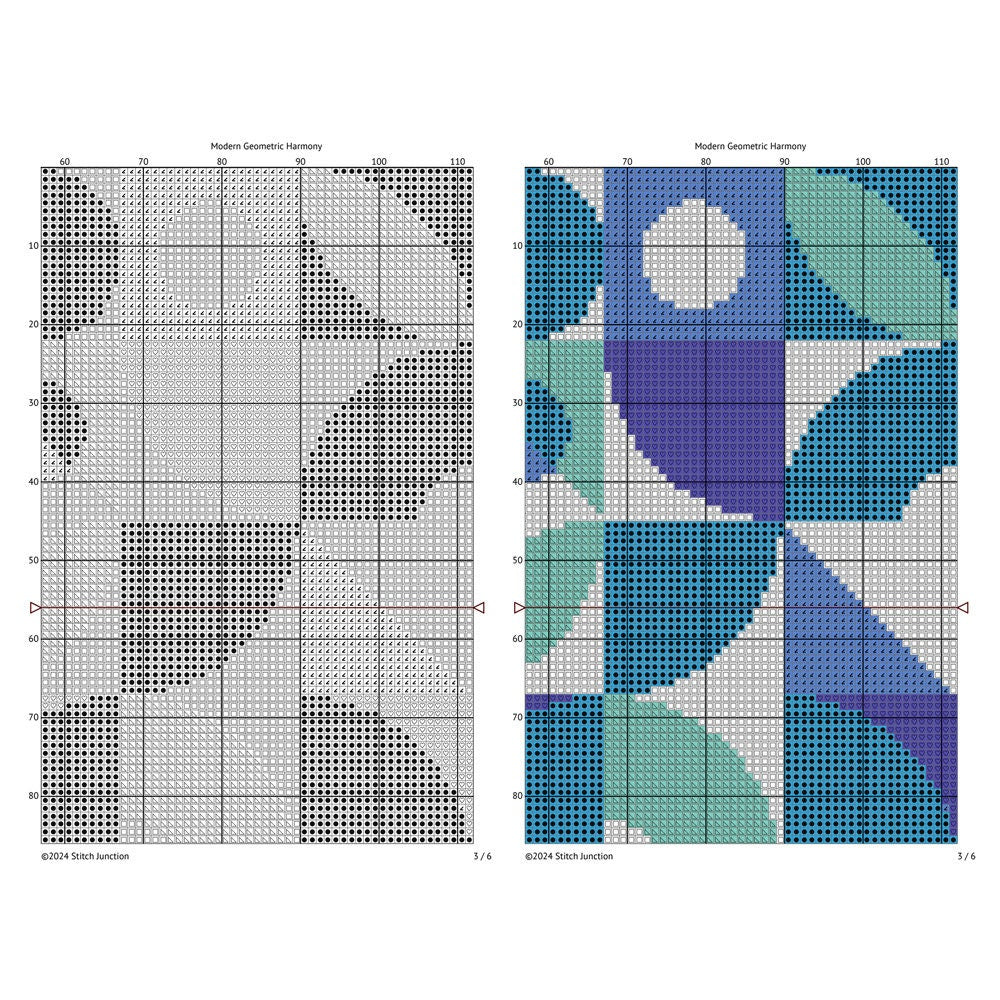 Modern geometric pattern chart showing the plot symbols and the image of the pattern.