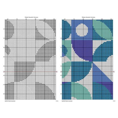 Modern geometric pattern chart showing the plot symbols and the image of the pattern.