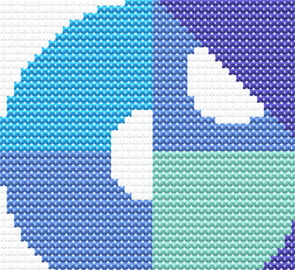 A zoomed in close up of a geometric style cross stitch patten.