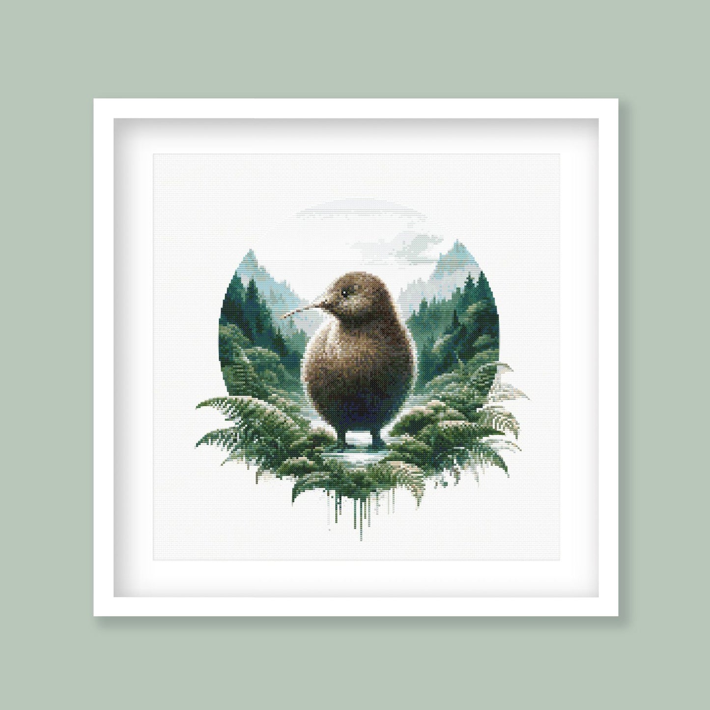 Kiwi Cross Stitch Pattern digital PDF cross stitch pattern preview by Stitch Junction