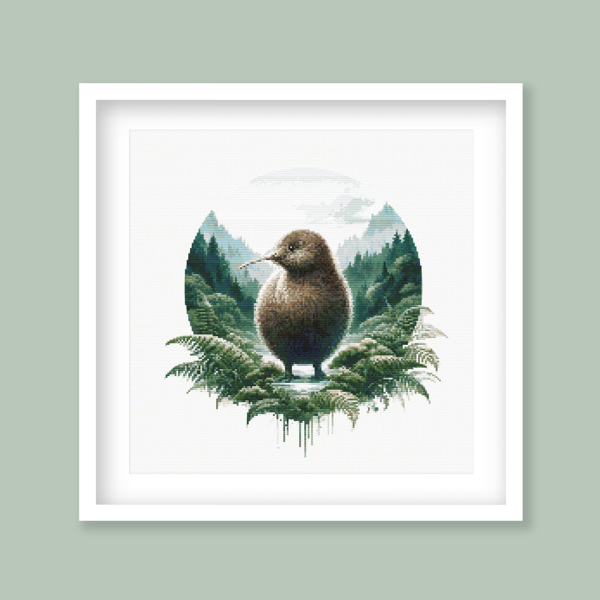 Kiwi Cross Stitch Pattern digital PDF cross stitch pattern preview by Stitch Junction