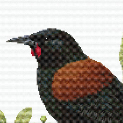 Close up of a New Zealand Saddleback Cross Stitch Pattern - digita download by Stitch Junction