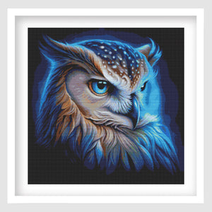 Vibrant Owl cross stitch pattern - vibrant owl PDF chart, stitched sample